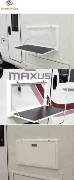 Merkloos NormadicLife® - Outdoor – Opklapbare Tafel - Eettafel – Tafel Voor Buitenkeuken - Caravan – Camper – Picknicktafel - Ingebouwd Ledlicht – Wit -Kampeeruitrusting 496x1200 2