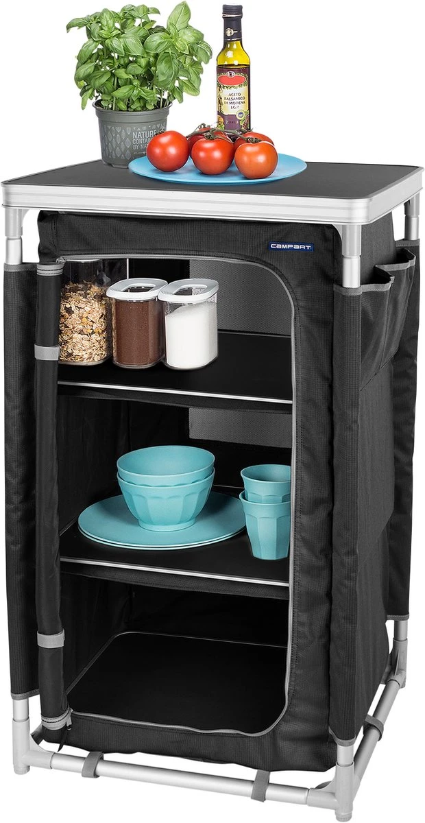 Campart Campingkast CU-0719 – Opvouwbaar En Verstelbaar - 4 Verstelbare Poten - 3 Lagen - Aluminium Frame - Grijs 1 Campart Campingkast CU-0719 – Opvouwbaar En Verstelbaar - 4 Verstelbare Poten - 3 Lagen - Aluminium Frame - Grijs