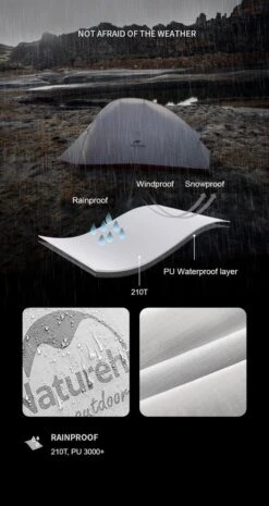 Cloud Up 1 Upgraded - Naturehike® - 1 Persoons Tent - Lichtgewicht Tent - Incl. Grondzeil - 210T 3000mm - Outdoor - Waterdicht - Hiking & Wandelen -Kampeeruitrusting 637x1200