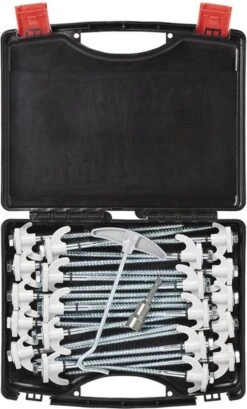 PROPLUS Pro Plus Tentharing Set - 20 Stuks - Ø 7 X 200 Mm - Schroefbaar - Adapter + Koffer -Kampeeruitrusting 725x1200