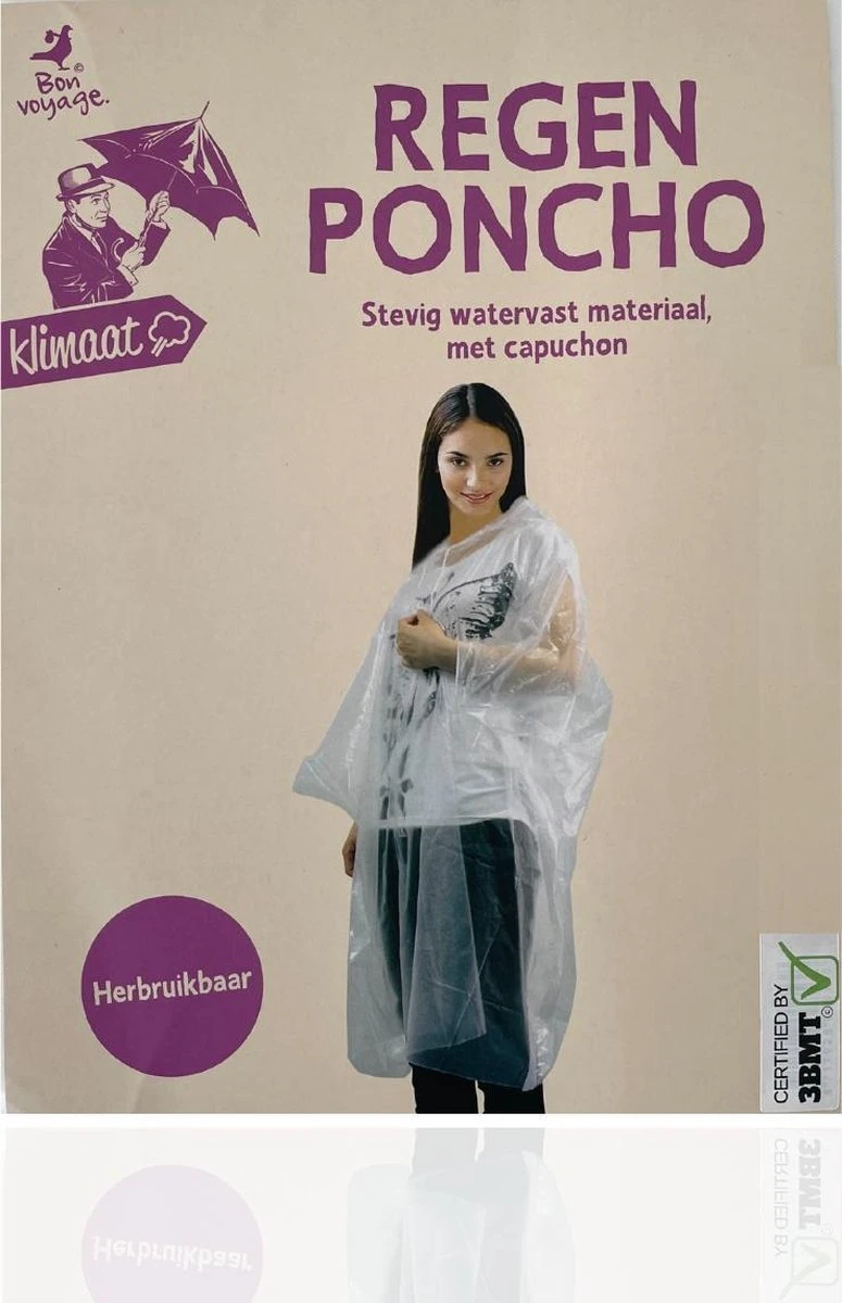 3BMT Regen Poncho Herbruikbaar - Stevig, Watervast En Voorzien Van Capuchon 1 3BMT Regen Poncho Herbruikbaar - Stevig, Watervast En Voorzien Van Capuchon