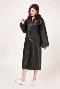 Merkloos Regenjas - Regenjas Dames - Regenjas Unisex - Regenjas Zwart - Regenjas Plastic - Met Capuchon - Regenjas Maat L