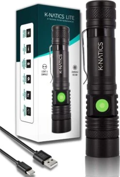 K-NATICS LITE Militaire LED Zaklamp - 1500 Lumen - 2200mAh Batterij - Zoomfunctie - 2 Jaar Garantie!