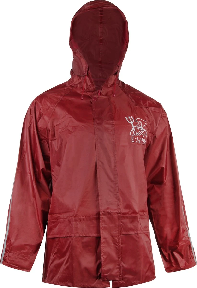 C-Line Regenpak Met Capuchon - Rood - Reflecterend - Nieuw Model - Volwassen Maat L 11 C-Line Regenpak Met Capuchon - Rood - Reflecterend - Nieuw Model - Volwassen Maat L - Afbeelding 11