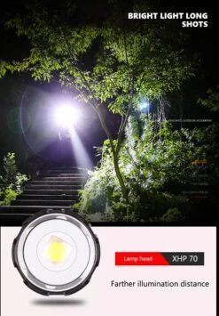 Merkloos Led-zaklamp 15000, Lumen 4200 XHP70.4 PROFESSIONAL-XLED - Oplaadbaar USB Zoeklicht - CE Gekeurd. -Kampeeruitrusting 834x1200 5