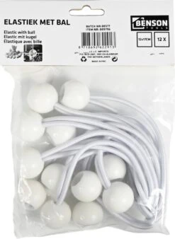 Elastiek Met Bal Wit - 12 Delig - Spanelastiek - 17cm - Benson 13 Elastiek Met Bal Wit - 12 Delig - Spanelastiek - 17cm - Benson -Kampeeruitrusting 878x1200