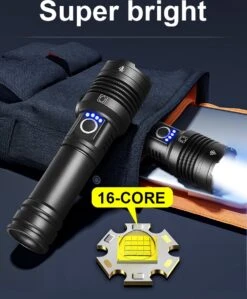 Qaweinuo - Led Zaklamp - XHP220 - Usb Oplaadbare Zaklamp - Nieuwe High Power Led Zaklamp - Militaire Zaklamp - 700 Meter Bereik -Kampeeruitrusting 990x1200 1